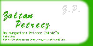 zoltan petrecz business card